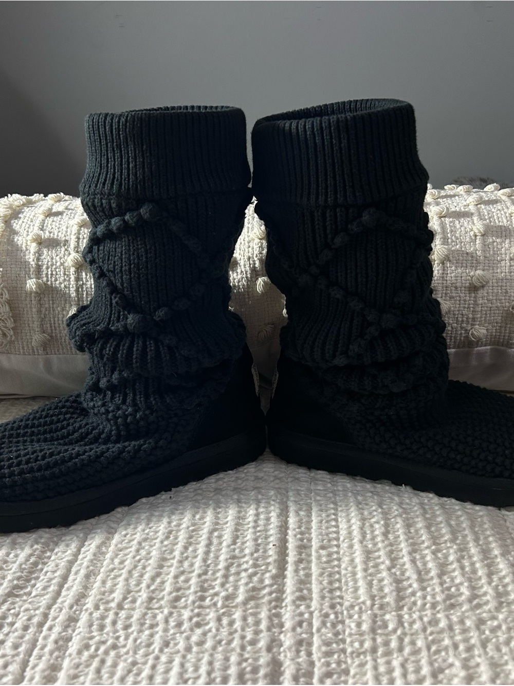 UGG Black Knit Sweater Boots - Picture 6 of 10